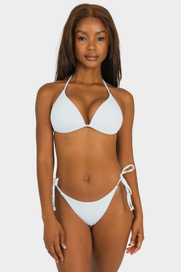 Bacon Bikinis Bikini Top Glow Push Up Top // White Rib